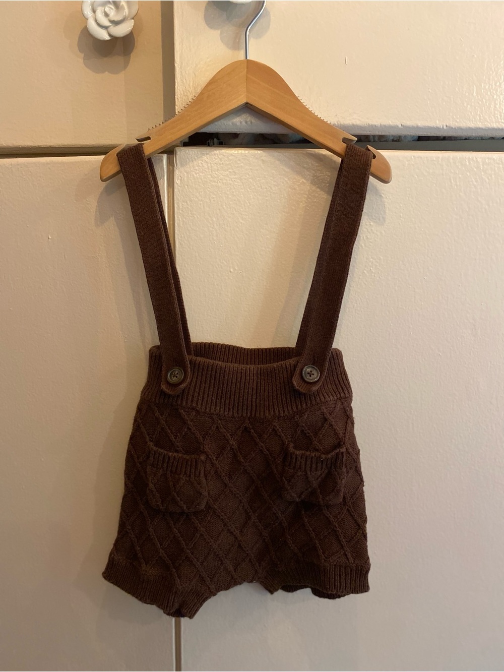 Jamie Kay Chocolate Brown Knit Suspender Shorts